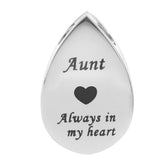 Maxbell Always in My Heart Waterdrop Urn Memorial Ash Keepsake Pendant Aunt