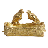 Maxbell Resin Parrot Statues Vanity Tray Figurine Sculptures Living Room Storage Box Aureate