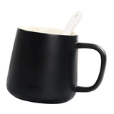 Max Ceramic Water Coffee Cup with Spoon Gifts for Lovers Water Coffee Cup Black