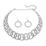 Maxbell Geometric Choker Earrings Set Retro Irregular Round Elegant Alloy for Women Argent