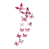 Maxbell 12Pcs Butterfly Stickers Garden Decoration Luminous 3D Butterfly Wall Decals Pink