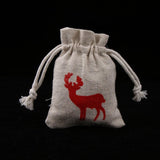 Maxbell 10pcs Cotton Linen Deer Elk Jewelry Pouch Drawstring Gift Bag Wedding Favor