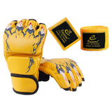 Maxbell Half Finger Boxing Gloves MMA Gloves for Punching Bag Muay Thai Martial Arts Yellow