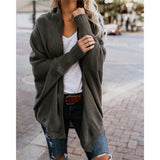 Maxbell Women Cardigan Loose Sweater Batwing Long Sleeve Knitted Outwear Dark green