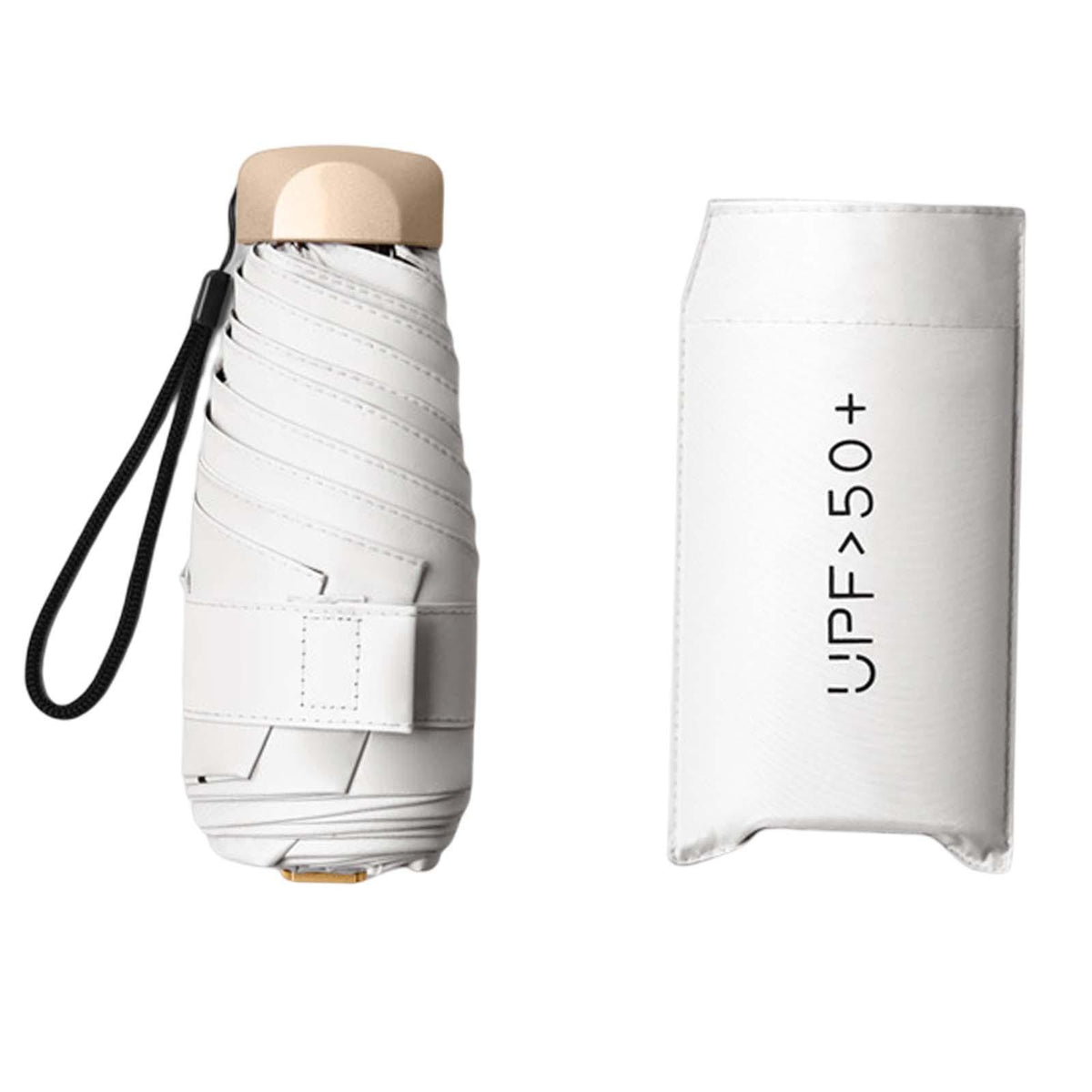 Maxbell Mini Sun Protection Umbrella with Case for Men and Women Sturdy Car Umbrella White
