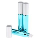 Maxbell 3pcs Empty Refillable Container Essential Oil Roller Bottles Vials Sky Blue
