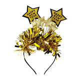 Maxbell Happy New Year Headband Creative Hair Hoop for Halloween Dress up Women Man Aureate