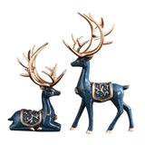 Maxbell Reindeer Statue Collectable Deer Figurine for Cabinet Restaurant Tabletop Blue