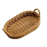 Maxbell Handmade Wicker Basket with Handle Picnic Basket for Cupboard Dining Room Oval with Iron Wire