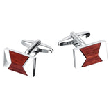 Maxbell Mens Business Formal Suit Brass Red Wooden French Cufflinks Fashion Jewelry