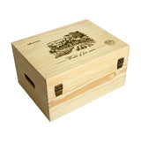 Maxbell Wooden Bottle box Handle 6 Bottle Gift Boxes with Lid for Anniversary