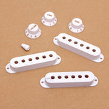 Maxbell White Guitar Pickup Cover and Knobs Switch Tip Set