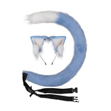 Maxbell Plush Faux Fur Cat Ears with Long Tail Set for Cosplay Birthday Performance Blue