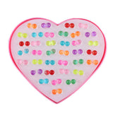 Maxbell 36 Pairs Cute Stud Set Love Heart Box Lady Girls Crystal Ball Earring Studs
