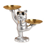 Maxbell French Bulldog Sculpture Dog Statue Animal Figurine for Living Room Argent