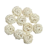 Max 10pcs 3cm Wicker Rattan Balls Xmas Wedding Party Decorative Crafts white