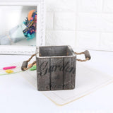 Maxbell Vintage Wood Bucket Shabby Chic Flower Pots Garden Planter Pot Square Brown - Aladdin Shoppers