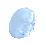 Maxbell Shower Cap Reusable Waterproof Layer Bathing Hair Cap for Salon Girls Ladies Blue