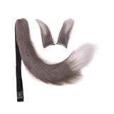 Maxbell Faux Fur Ears and Tail Set Fancy Dress Costume for Birthday Carnival Party Gray White