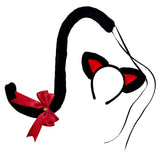 Maxbell Cat Ears and Tail Set Fancy Dress Costume Gift Dressing up Party Black Red