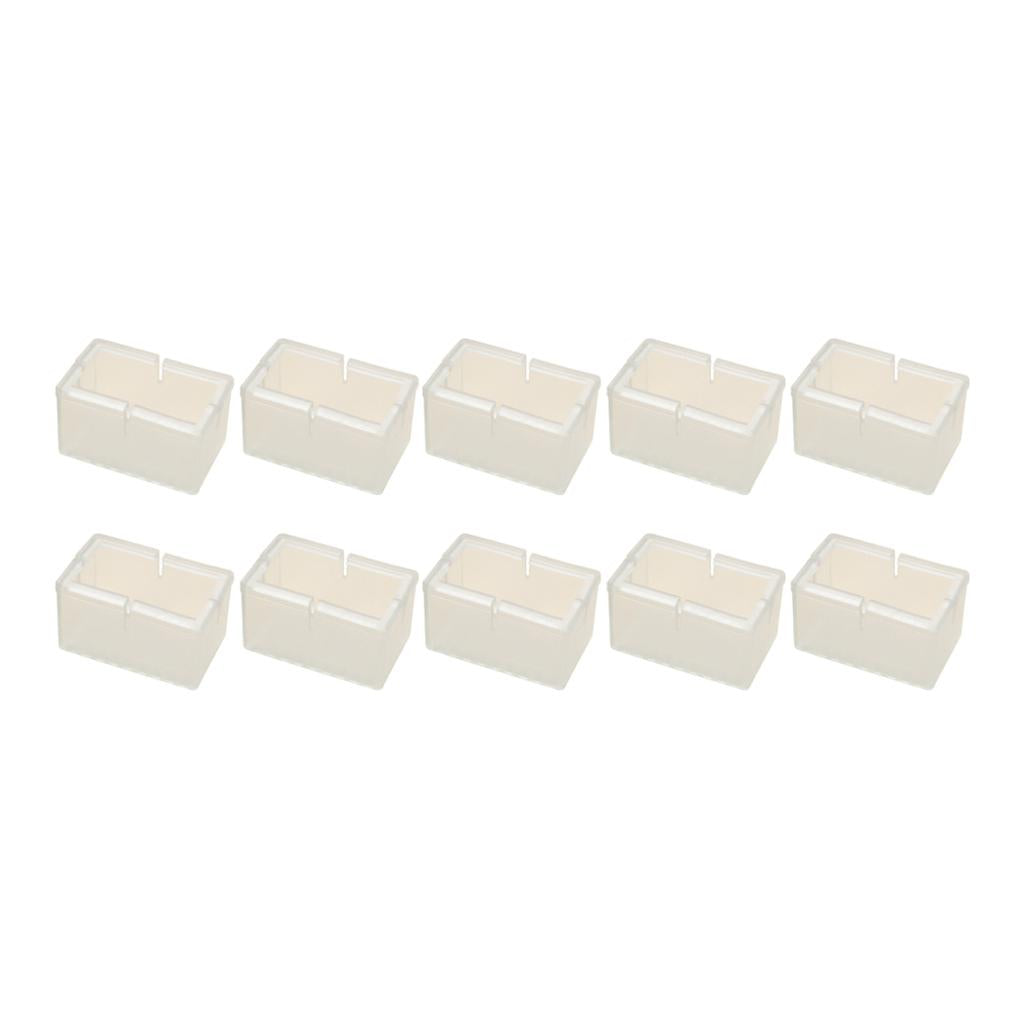 Max 10pcs No-slip Clear Chair Leg Caps Square Wood Floor Protectors 7-square