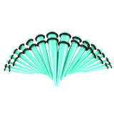 Maxbell 18 Pieces Acrylic Ear Tapers Plug Set Stretching Expanders Stretchers Cyan