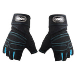 Maxbell Cycling Fingerless Gloves Half Finger Sports Gloves Black+Light Blue  XL