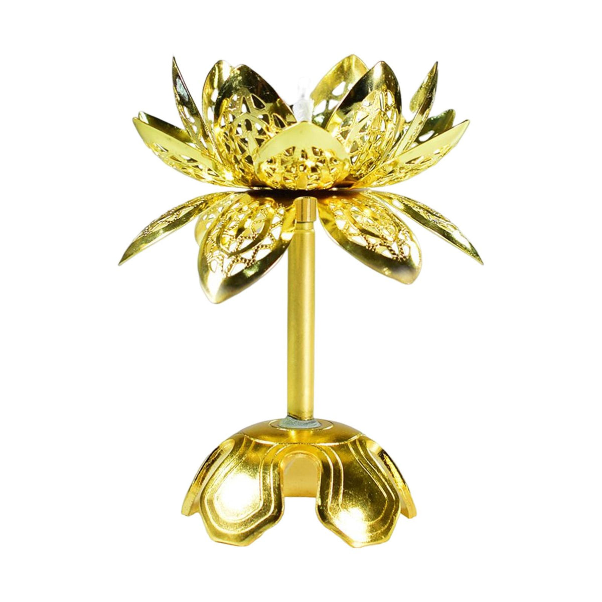 Maxbell Oil Lamp Wick Holder Telescopic Lotus Alloy Temple Liquid Ghee Wick Holder