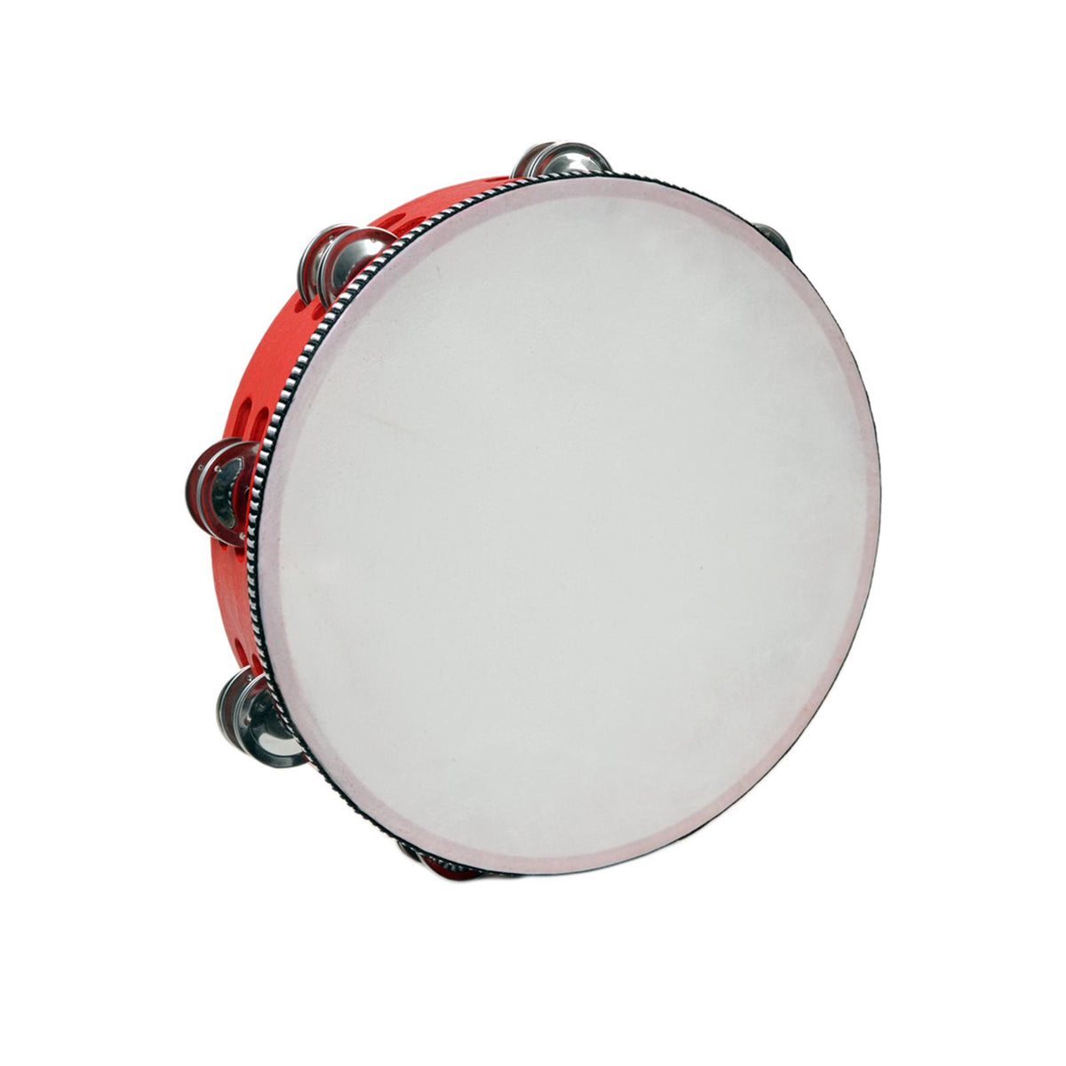 Maxbell Wooden Handheld Tambourines Metal Jingles Percussion for Church Party Adults 10inch Red