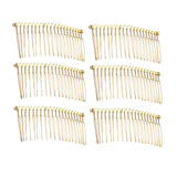 Maxbell 6pcs DIY Blank Metal Hair Clips Side Comb 20 Teeth Hair Accessories Gold
