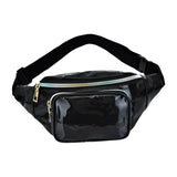 Maxbell Waist Bag Shiny Water Resistant Easy Carry for Running Outdoors Workout Black