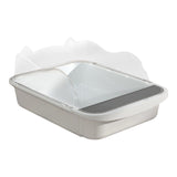 Maxbell Semi Closed Cat Litter Box Deep Toilet Kitty Litter Pan Litter Tray 48x37x20cm White