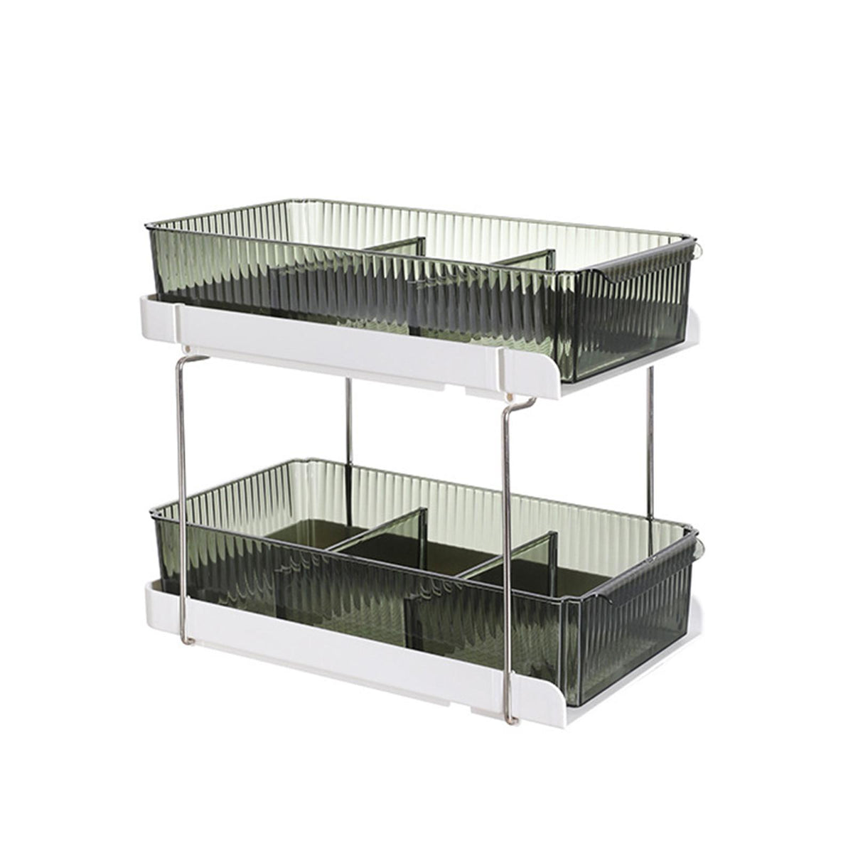 Maxbell 2 Tiers Desktop Organizer Modern Freestanding for Bedroom Dorm Vanity Table Dark Green