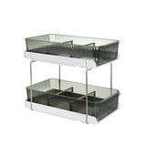 Maxbell 2 Tiers Desktop Organizer Modern Freestanding for Bedroom Dorm Vanity Table Dark Green