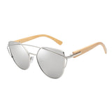 Max Maxb Men Women Fashion Wooden UV 400 Flat Lens Sunglasses with Bamboo Legs 07