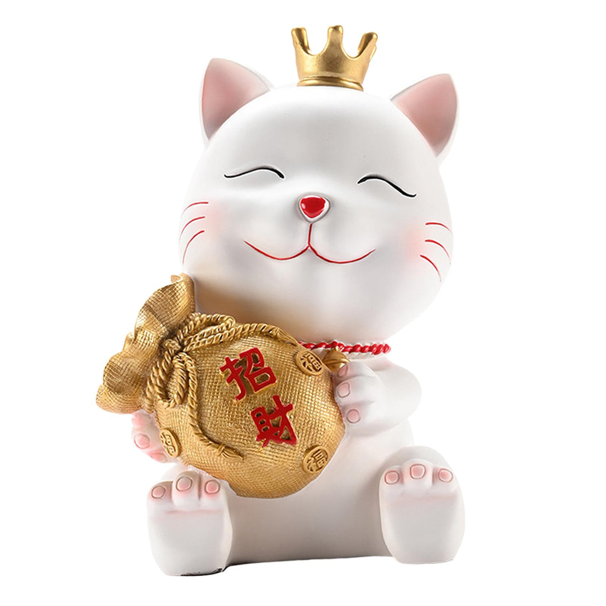 Maxbell Lucky Cat Figurine Resin Statue Wealth Sculpture Feng Shui for Shelf Decor Aureate