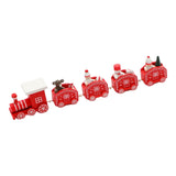 Maxbell Christmas Wooden Train Miniature Painted Ornament for Festival party Red