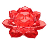 Max Buddhism Worship Lotus Flower Crystal Candle Holders Home Decoration Red