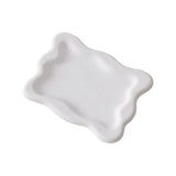 Maxbell Plaster Jewelry Organizer Dish DIY Craft Decorative for Birthday Gift Makeup White Rectangle