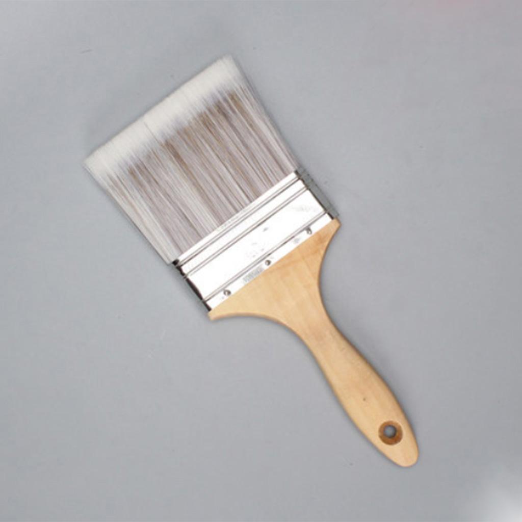 Maxbell Wooden Handle Flat Head Brushes Reusable DIY Wall Decorating Brush 4inch