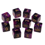 Max 10x 6-sided Game Dice 16mm Dice for Board Games /Teaching Math Purple+Black