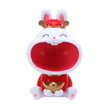 Maxbell Chinese New Year Rabbit Statue Art Figurines Resin for Home Snack Chains Style A