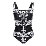 Max Women V Neck Backless High Cut One Piece Swimwear Bathing Suit Plus Size S