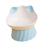 Maxbell Cat Bowl Tilted Dispenser Anti Slip Raised Cat Dishes for Travel Puppy Blue