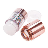 Maxbell Dual-ended White Clear Silicone Nail Stamping Stamper & Scraper Set Gold