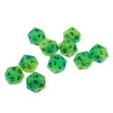 Max 10pcs Luminous Multi-Sided Dice Noctilucent D20 Dice Set for D&D TRPG Game Blue+Green