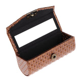 Maxbell PU Leather Single Lipstick Case Holder Storage Box w/Mirror for Purse Brown