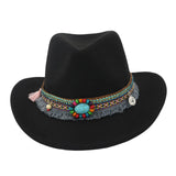 Maxbell Women Men Western Cowboy Hat Fedora Hat Sun Hat for Festival party Black