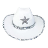 Maxbell Novelty Cowboy hat Hats Sequin Star Western Ladies Holiday White