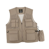 Maxbell Men Fishing Vest Mesh Cloth Lightweight for Climbing Spring Summer Hunting Khaki M